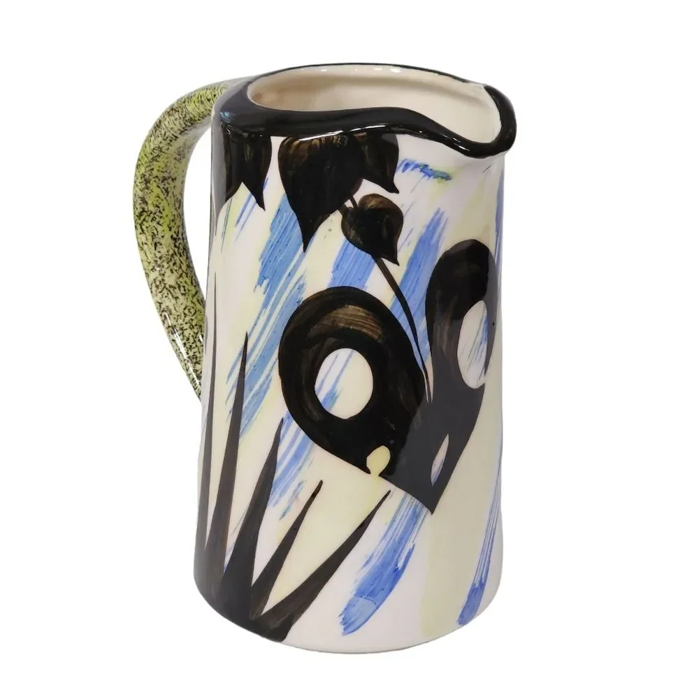 Vintage‎ Evandale Hand-painted Multicolored Porcelain Pitcher Signed Noble 7.5in